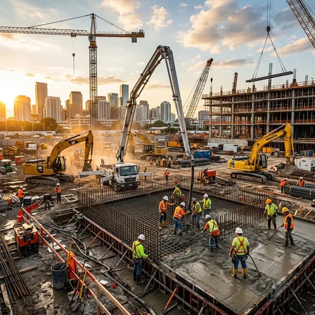 Wide view of a commercial construction site