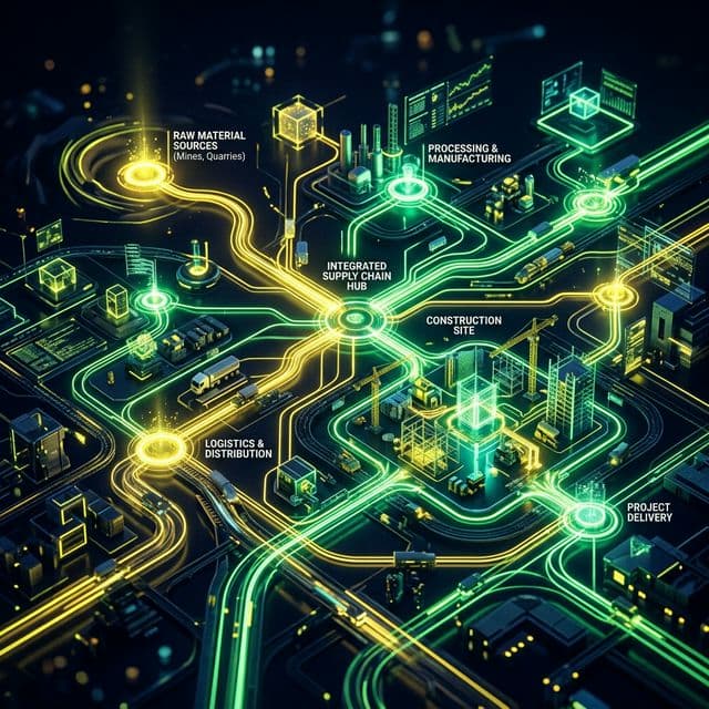 Representación abstracta brillante de las cadenas integradas de suministros
