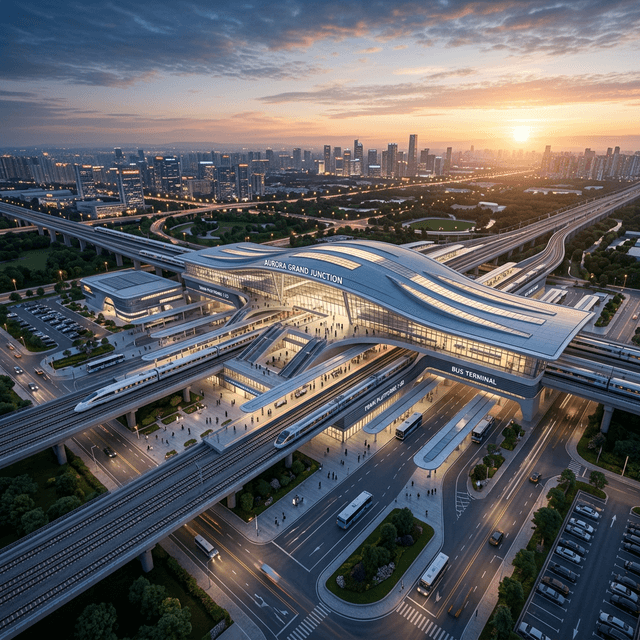 A sweeping drone shot of a massive, newly constructed municipal infrastructure project.