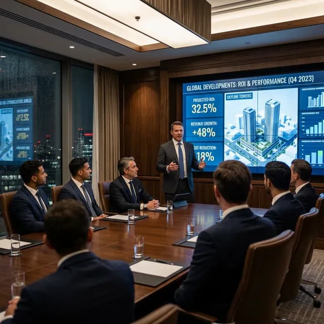 Ejecutivo de construcción carismático muy guapo experto CEO asombroso presentando con autoridad.