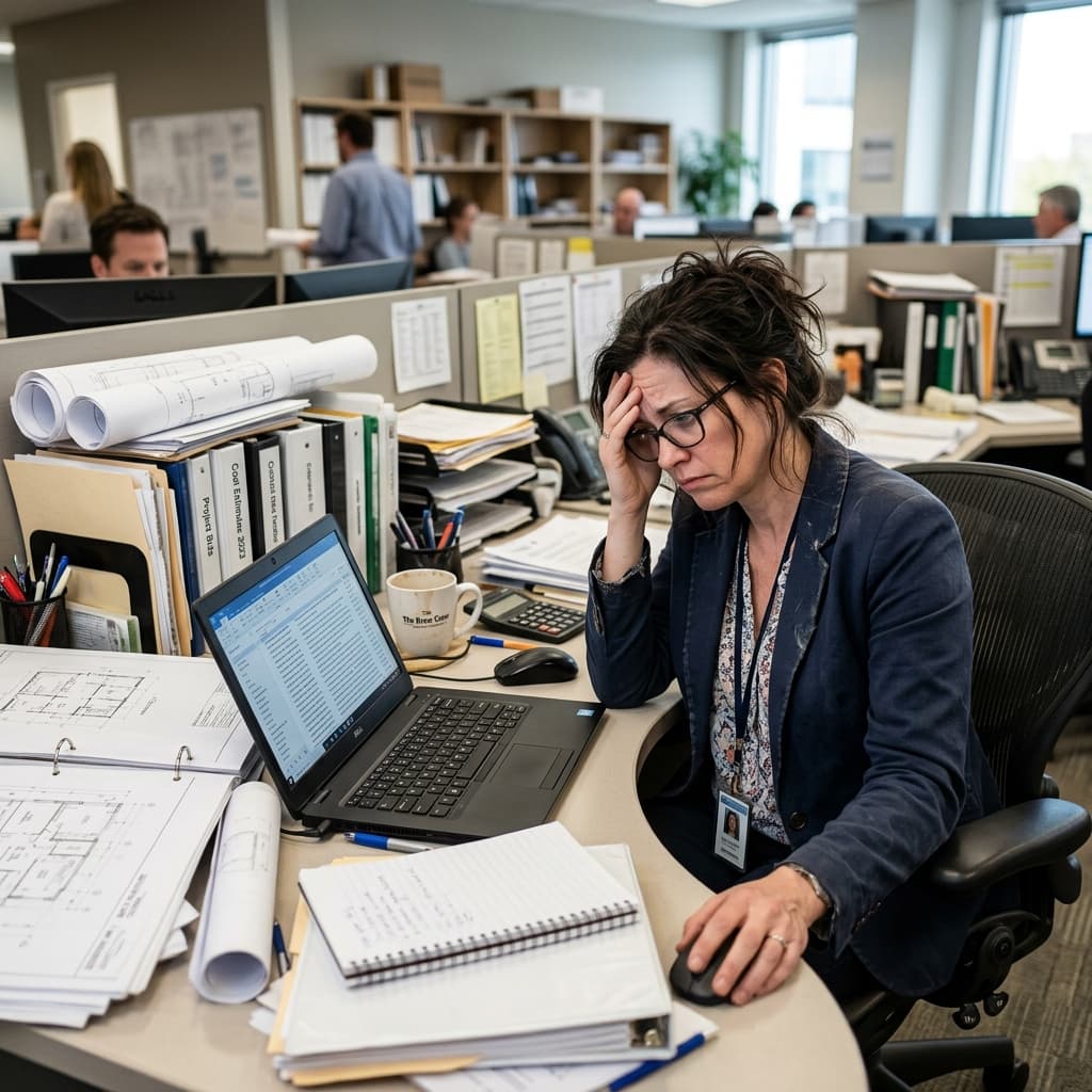 Un ejecuvito comercial evaluando con furia cientos de formularios tristes mediocres que asfixian sus pantallas.