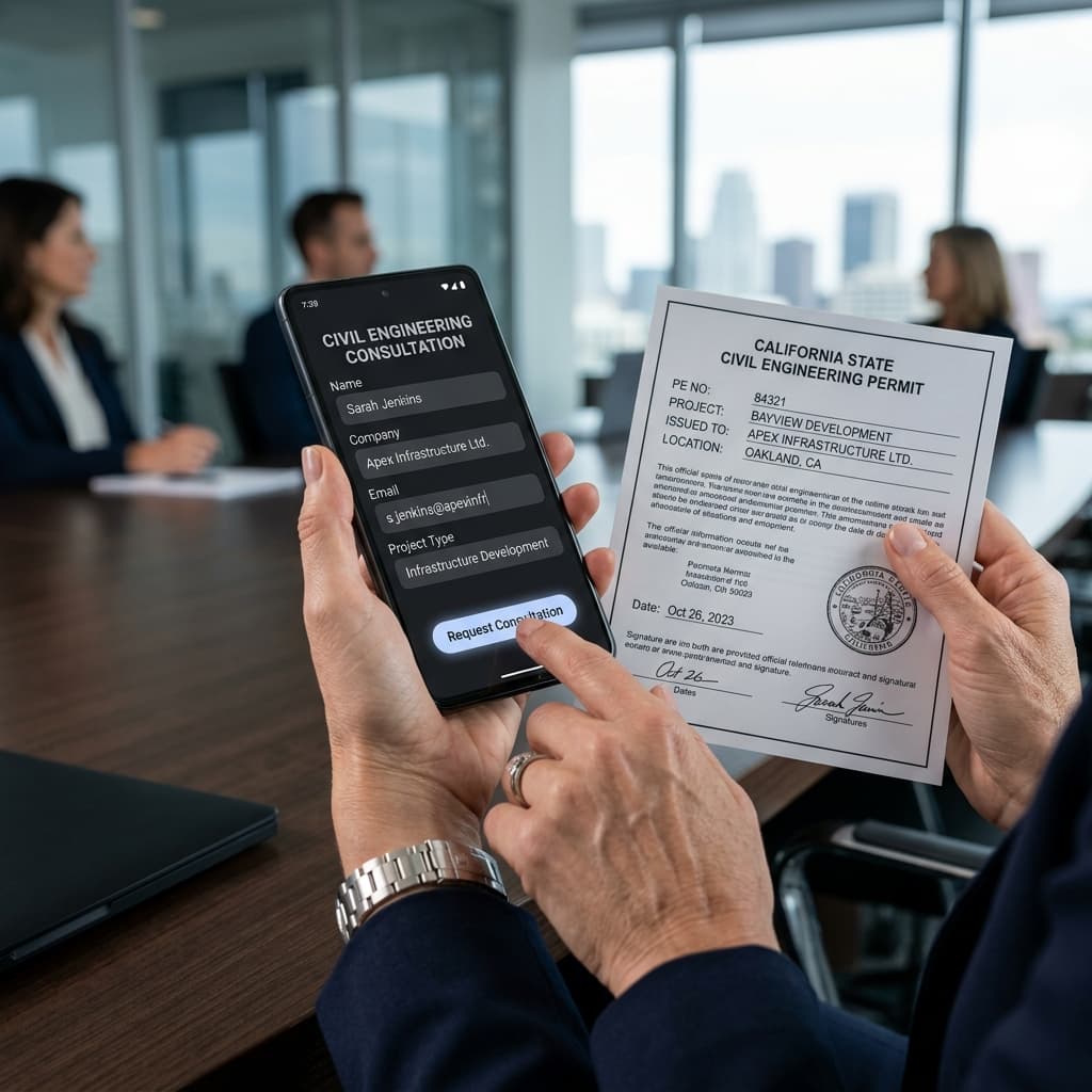 Cierre móvil Next.js donde una forma oscura requiere la información explícita de licitantes.